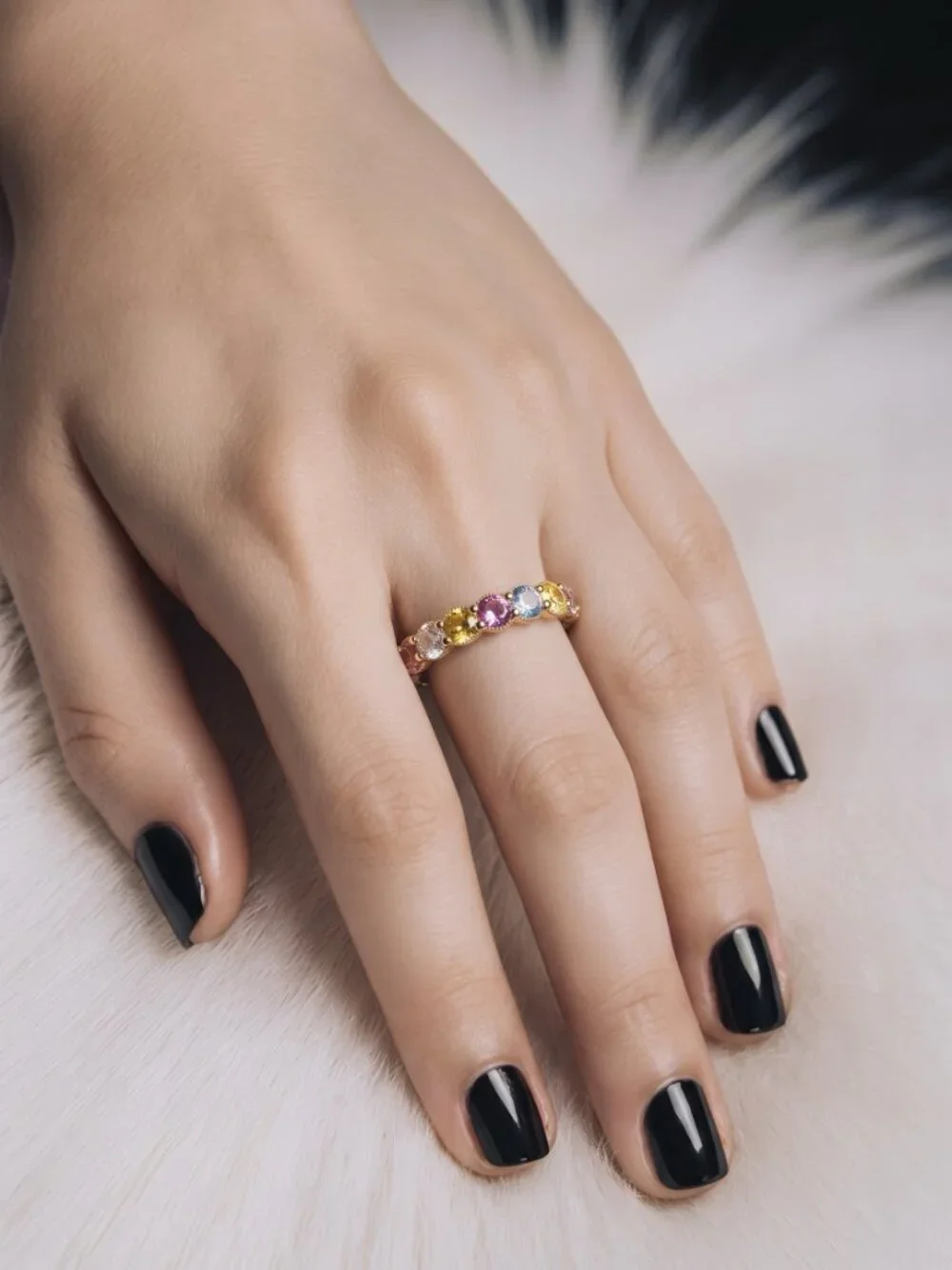 Natural Multicolor Sapphire Ring Size 6.5 14k Gold 1.05 TCW Certified 601232